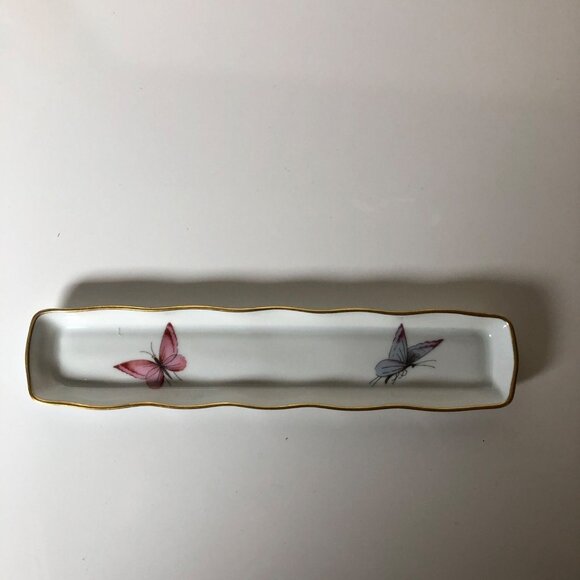 Limoges France Porcelain Pen Tray Butterfly Design Home Office Decor 8.5x5 - Picture 8 of 8